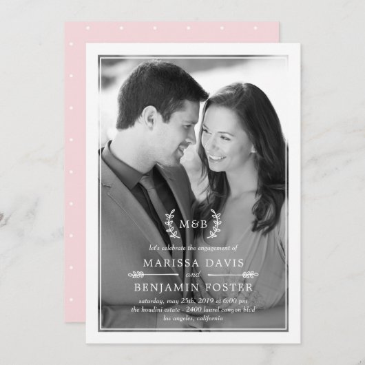 甘いイニシャル編集可能カラーフォト招待状 招待状 (正面/裏面)