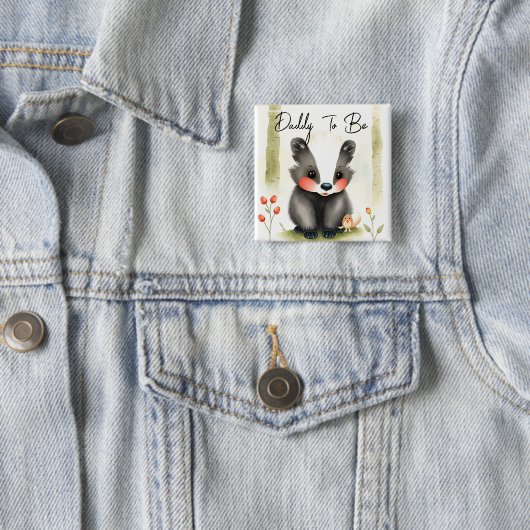 甘いウッドランドのスカンクダディは赤ちゃんシャワー 缶バッジ (インサイチュ)