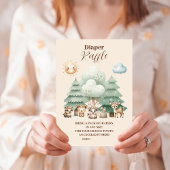 甘いウッドランド動物おむつラッフル エンクロージャーカード