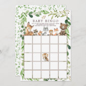 甘いウッドランド動物ビンゴ赤ちゃんシャワーゲーム 招待状 (正面/裏面)