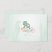 甘いウミガメ赤ちゃんシャワーありがとう サンキューカード (正面/裏面)