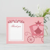 甘いエレガントピンクのキャリッジサンキューカード 招待状 (スタンド正面)