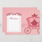 甘いエレガントピンクのキャリッジサンキューカード 招待状 (正面/裏面)