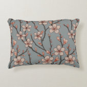 甘いエレガントピンクの花のさくらんぼ模様 アクセントクッション (正面)