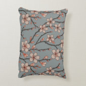 甘いエレガントピンクの花のさくらんぼ模様 アクセントクッション (裏面(縦))