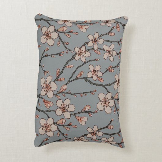 甘いエレガントピンクの花のさくらんぼ模様 アクセントクッション (裏面(縦))
