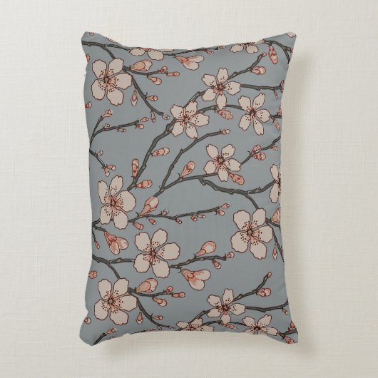 甘いエレガントピンクの花のさくらんぼ模様 アクセントクッション (正面(垂直))