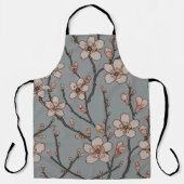 甘いエレガントピンクの花のさくらんぼ模様 エプロン (正面)