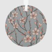 甘いエレガントピンクの花のさくらんぼ模様 オーナメント (裏面)