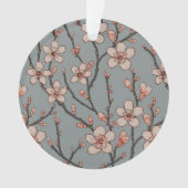 甘いエレガントピンクの花のさくらんぼ模様 オーナメント (正面)