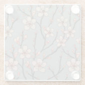 甘いエレガントピンクの花のさくらんぼ模様 ガラスコースター (裏面)