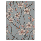 甘いエレガントピンクの花のさくらんぼ模様 クリップボード (裏面)