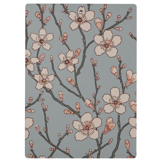 甘いエレガントピンクの花のさくらんぼ模様 クリップボード (裏面)