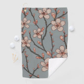 甘いエレガントピンクの花のさくらんぼ模様 ゴルフタオル (インサイチュ)