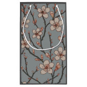 甘いエレガントピンクの花のさくらんぼ模様 スモールペーパーバッグ (裏面)