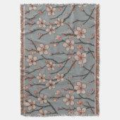 甘いエレガントピンクの花のさくらんぼ模様 スローブランケット (正面縦)