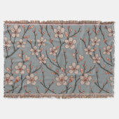 甘いエレガントピンクの花のさくらんぼ模様 スローブランケット (正面)