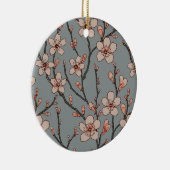 甘いエレガントピンクの花のさくらんぼ模様 セラミックオーナメント (右)