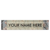 甘いエレガントピンクの花のさくらんぼ模様 デスクネームプレート (正面)