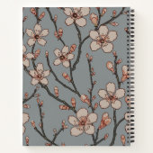 甘いエレガントピンクの花のさくらんぼ模様 ノートブック (裏面)