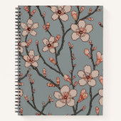 甘いエレガントピンクの花のさくらんぼ模様 ノートブック (正面)