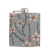 甘いエレガントピンクの花のさくらんぼ模様 フラスク (正面)
