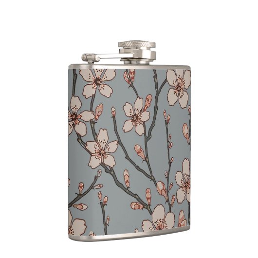 甘いエレガントピンクの花のさくらんぼ模様 フラスク (右)