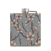 甘いエレガントピンクの花のさくらんぼ模様 フラスク (裏面)