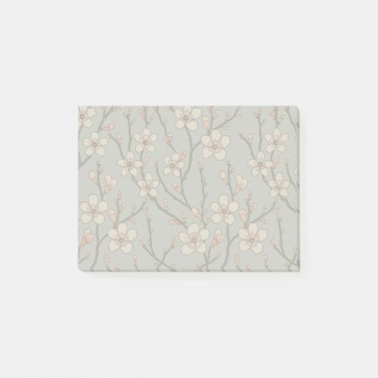 甘いエレガントピンクの花のさくらんぼ模様 ポストイット (正面)