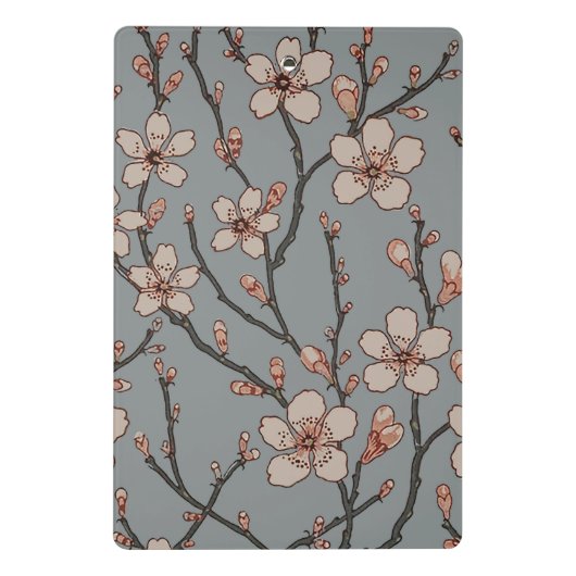 甘いエレガントピンクの花のさくらんぼ模様 ミニクリップボード (裏面)