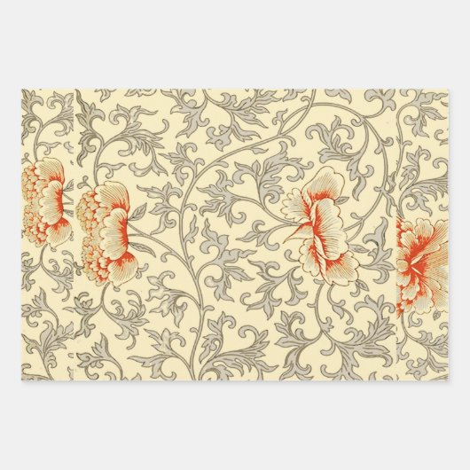 甘いエレガントピンクの花のさくらんぼ模様 ラッピングペーパーシート (正面2)