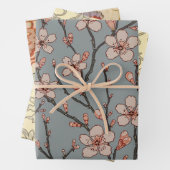 甘いエレガントピンクの花のさくらんぼ模様 ラッピングペーパーシート (インサイチュ)