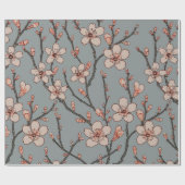 甘いエレガントピンクの花のさくらんぼ模様 ラッピングペーパー (フラット)