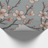 甘いエレガントピンクの花のさくらんぼ模様 ラッピングペーパー (角)