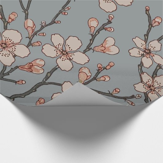 甘いエレガントピンクの花のさくらんぼ模様 ラッピングペーパー (角)