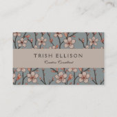 甘いエレガントピンクの花のさくらんぼ模様 名刺 (正面)