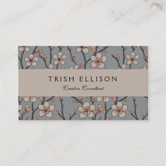 甘いエレガントピンクの花のさくらんぼ模様 名刺 (正面)