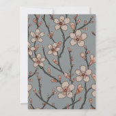 甘いエレガントピンクの花のさくらんぼ模様 招待状 (裏面)