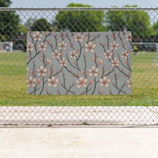 甘いエレガントピンクの花のさくらんぼ模様 横断幕 (インサイチュ)