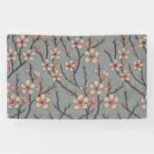 甘いエレガントピンクの花のさくらんぼ模様 横断幕 (横)