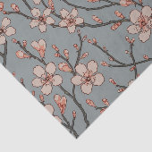 甘いエレガントピンクの花のさくらんぼ模様 薄葉紙 (詳細)