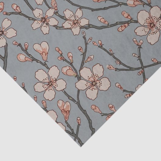 甘いエレガントピンクの花のさくらんぼ模様 薄葉紙 (詳細)
