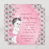 甘いエレガントピンクの赤ちゃんシャワー 招待状 (正面/裏面)