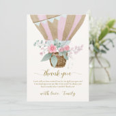 甘いエレガントフローラホットエアバルーン赤ちゃんシャワー サンキューカード (スタンド正面)