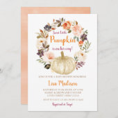 甘いエレガント小さなかぼちゃの赤ちゃんシャワー 招待状 (正面/裏面)