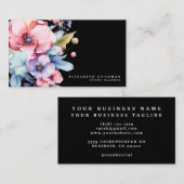 甘いエレガント花ブラックビジネスカード 名刺 (正面/裏面)