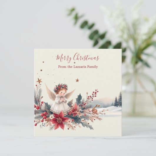 甘いエンジェルクリスマスウォーターカラー画像 シーズンカード (スタンド正面)