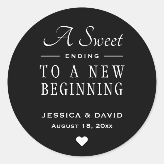 甘いエンディングブラック結婚式の引き出物シール ラウンドシール (正面)