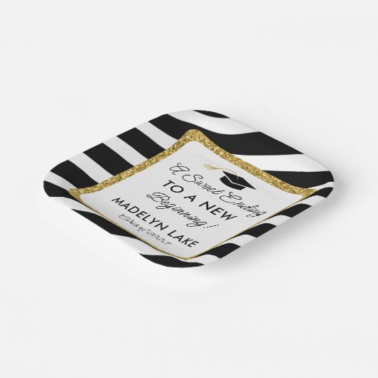 甘いエンディング新しい始めの卒業デザート ペーパープレート (傾斜あり)