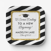 甘いエンディング新しい始めの卒業デザート ペーパープレート (正面)